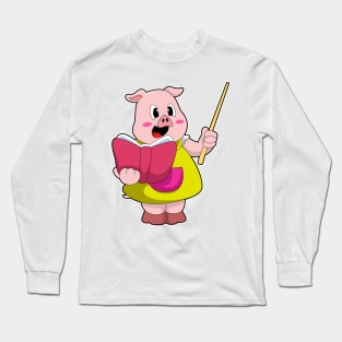 Pig as Teacher with Book Long Sleeve T-Shirt